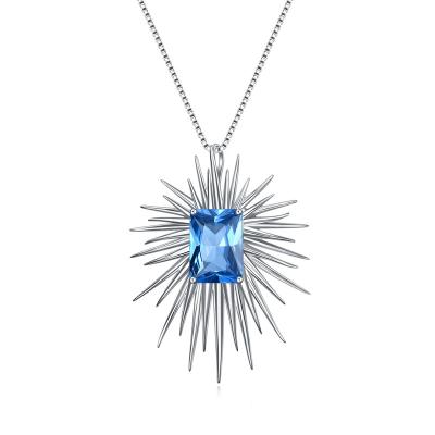 China C5087BHP Jewelry Fashion 925 Sterling Silver Lab Blue Spinel Dwelling Gemstone Celestial Jewelry Women Brooches Pendant for sale