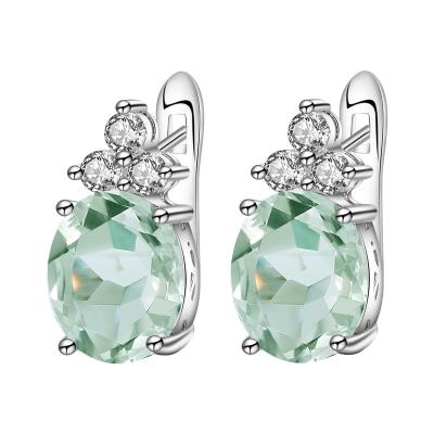 China Fashion Style Earrings Jewelry F0066E Dwelling Fine Custom Silver Tasty Green Oval Amethyst Prasiolite Jewelry New Product Natural Gemstone Earrings for sale