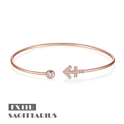 China Remaining High Quality Jewelry Rose Gold Bangle For Sale Adjustable Sterling Silver 12 Zodiac Jewelry 925 Sagittarius FX11 CLASSIQUE for sale