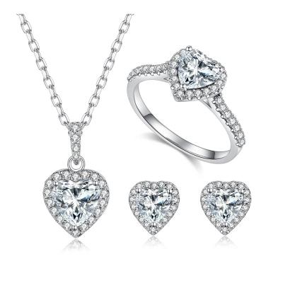 China HL02 Jewelry Set CLASSIC Residing Wholesale Heart Cut Moissanite Diamond 925 Sterling Silver Real Moissanite Jewelery Set for sale