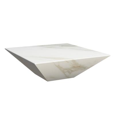 China Coffee table living room furniture simple designs durable luxury modern white marble square table for sale