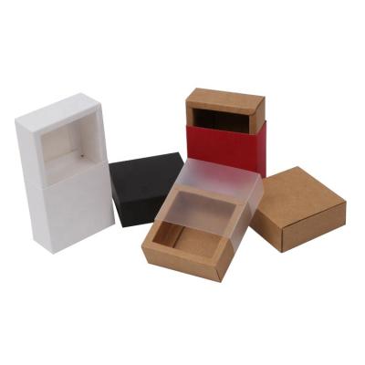 China Factory Price Eco Friendly Custom Slip Box Kraft Paper Box With PVC Window for sale