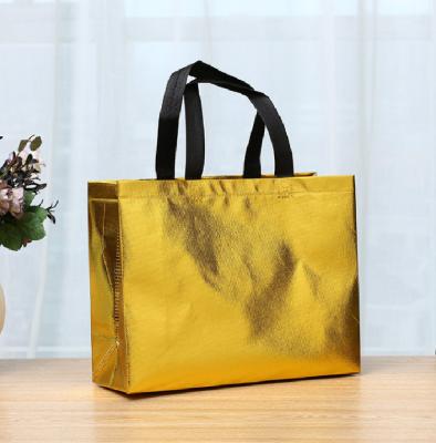 China Recyclable Ready To Ship Gold Laminated Shopping Bag Extra Large Non Woven Tote Bag for sale