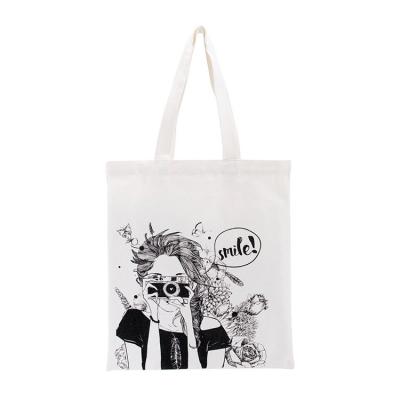 China Custom White Canvas Environmental Cotton Shopping Bag Grocery Strong Tote Bag for sale