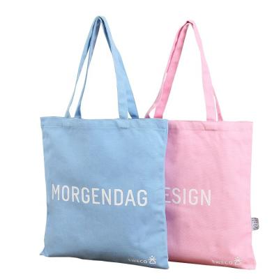 China Eco Friendly Reusable Organic Pink Canvas Cotton Shopping Bag Tote Bag With Custom Printed Letter Logo for sale