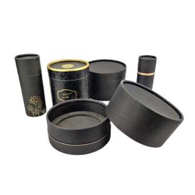 China Luxury black cylinder paper jar tube candle box packaging with logo printing for sale