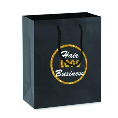 China Wholesale black paper shopping bag custom logo printed paper bags with handle for sale