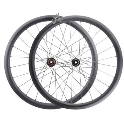 China Road Bikes Carbon Gravel Bike Wheelset 35mm Depth 29mm Width Gravel Bike Carbon Wheels Disc Brake Road Ready Carbon Wheelset 700c Tubeless for sale