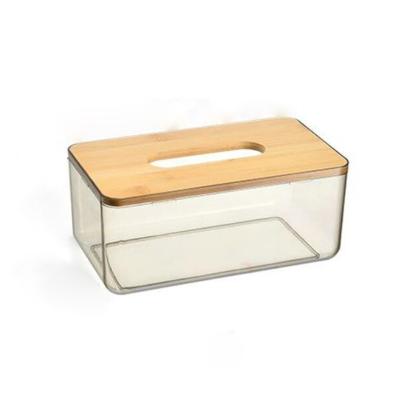 China High Quality Assets Stored Using Various Portable Plastic Tissue Box With Bamboo Cover for sale