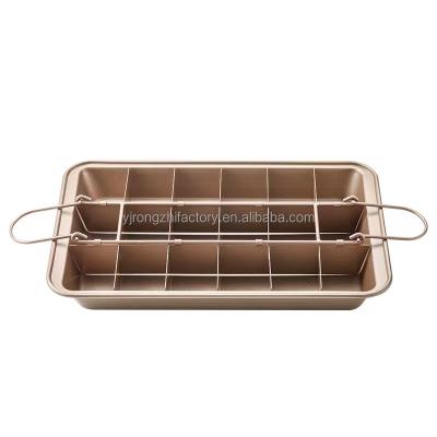 China Wholesale Viable Brownie BakingTray with Dividers, Non-Stick Carbon Steel Brownie Tin Bakeware Chocolate Square Cake Tin for sale