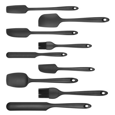 China Viable Wholesale Silicone Shovel Spoon 9 Piece Set With Stainless Steel Core Kitchen Utensils Non-Stick Rubber Spatulas for sale