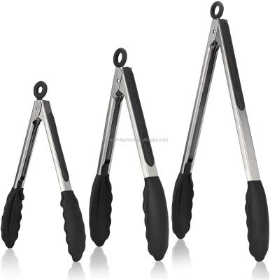 China Amazon Viable Hot Sale Silicone Tongs Heat Resistant 7/9/12 Inch For Cooking 3 Pack Kitchen Tongs Non-Stick Silicone Tips for sale