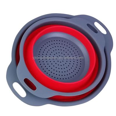 China Wholesale Kitchen Viable Collapsible Colander Colander Filter Colander Sizes Space Saving Foldable Fruit Washing Colander-Round Shape for sale