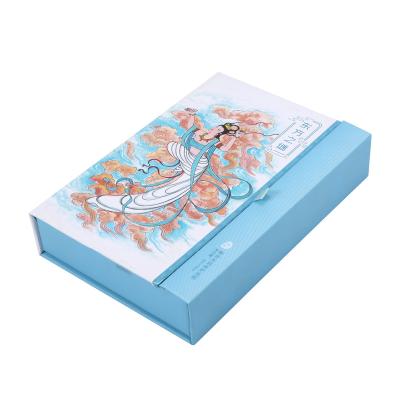 China Recyclable Custom size cardboard rigid magnet box Clothing Folding Paper Box Magnetic Blue Gift Box for sale