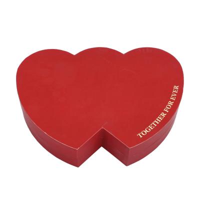 China Logo Heart Cardboard Customized Recyclable Double Heart Shaped Boxes Wedding Valentines Day Gift Packaging Paper Box for sale