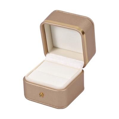 China Wholesale Custom Recyclable Cream Leather Jewelry Packaging Box PU Color Ring Box With Logo Jewelry Box for sale