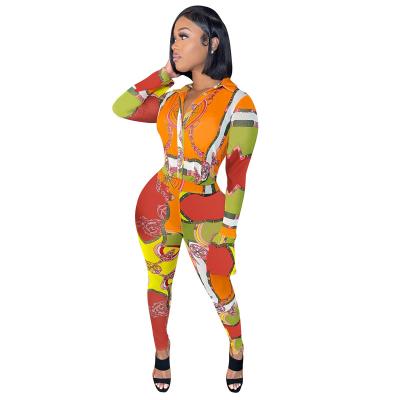 China 2021 New Arrival Streetwear Fashion Sustainable Sexy Slim All Print Playsuit Jumpsuit for sale