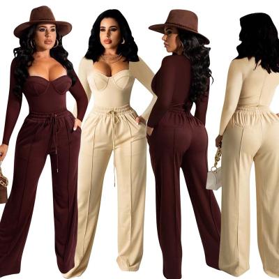 China High Waist Long Leg Solid Color Viable Loose Casual Wide Leg Pants For Women Sehe Fashion for sale