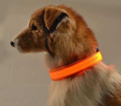 China Polyester Reflective Adjustable Glow in Night Pet Adjustable Neck Buckle LED Dog Collar Glow USB Rechargeable Flashing Collar for sale