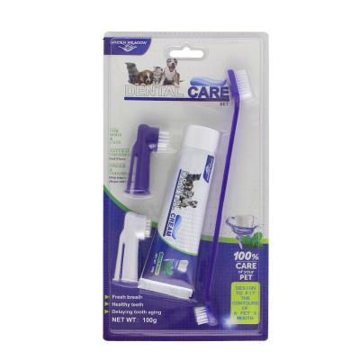 China Viable Toothpaste for Dogs Pet Dental Care Kit with 2 Finger Toothbrushes, 1 Double Sided Brushes and 1 Dog Toothpaste for sale