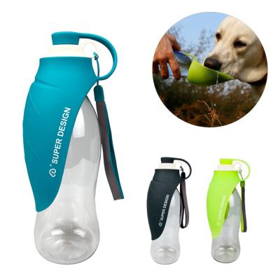 China 580ml Pet Water Bottle Silicone Leaf Design Travel Dog Viable Soft Bowl Drinker Outdoor Pet Water Dispenser for sale