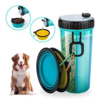 China Hot Selling Viable 2 IN 1 Outdoor Dog Water Bottle Food Container Carrier Travel Food Feeder Drinking Cat Dog Water Bottle for sale