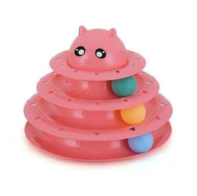 China Dropshipping Sustainable Cat Toy Four-Layer Interactive Cat Toy Balls Turntable With Colorful Balls for sale