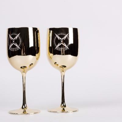 China High Quality Food Grade Price Gold / Pink Plastic Champagne Glasses for sale