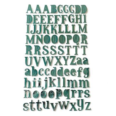 China Decorative Sticker Ready to Ship Premium Glossy Sky Blue PU Alphabet Sticker Letter, Set of 2 Sheets for sale