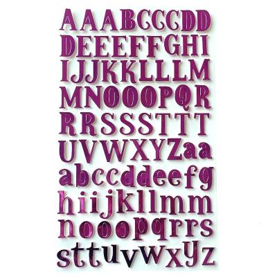 China Decorative Sticker Ready to Ship Premium Glossy Purple PU Alphabet Sticker Letter, Set of 2 Sheets for sale