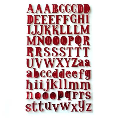 China Decorative Sticker Ready to Ship Premium Glossy Red PU Alphabet Sticker Letter, Set of 2 Sheets for sale