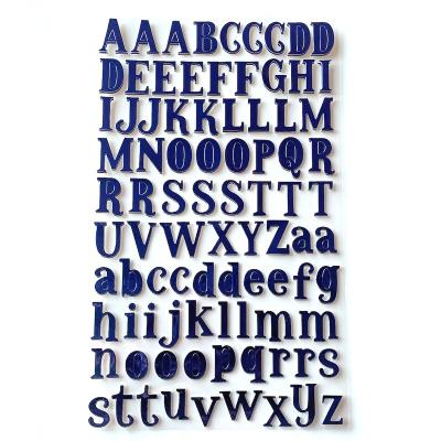 China Decorative Sticker Ready to Ship Premium Glossy Navy Blue PU Alphabet Sticker Letter, Set of 2 Sheets for sale