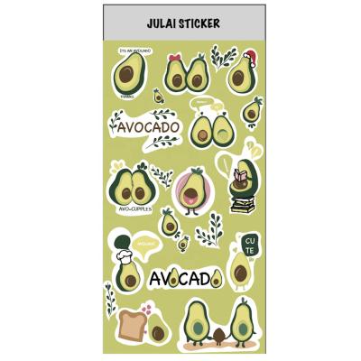 China Wholesale Hot Selling Cute Decorative Sticker Kawaii Avocado Gold Foil Sticker Sheet for sale