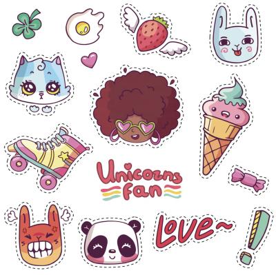 China Decorative Wholesale Creative Cute Sticker Packs 15/pack Matte Girls Vinyl Stickers Confetti Kawaii Lovely With Vinyl Material for sale