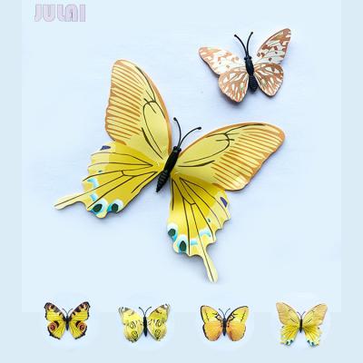 China WALL STICKER Best Selling Custom Design Yellow Butterfly Style 3d Butterflies Wall Stickers For Kindergarten Home Background Used for sale