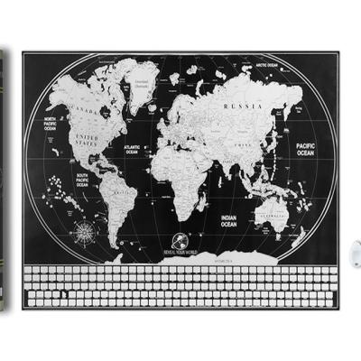 China Silver Foil Scratch- Off World Map - Black Scratch Off World Map Poster With Tube, Featured World for sale