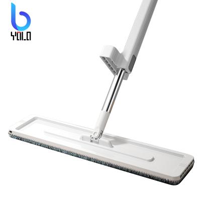 China Best Selling Stocked Yolo Rotating Head Floor Easy Rotating 360 Microfiber Flat Mop With Stainless Steel Handlebar for sale