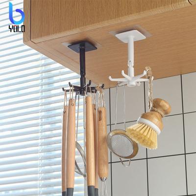 China Modern creative multifunctional swivel hook 360 degree swivel non-trace stick hook household kitchen non-punching hook for sale