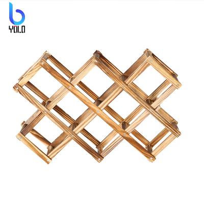 China Hot Sale Promotion Decoration Small Stackable Yolo Honeycomb Folding Wooden Wine Rack Stored for sale