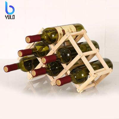 China 2022 Creative Solid Wood Folding Free Standing Floor Stored Yolo Red Wine Rack Wooden Wine Rack Wine Rack for sale