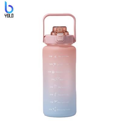 China Large 64 Ounce Modern Yolo Water Bottle with Straw Motivational Water Bottle with Time Marker for sale