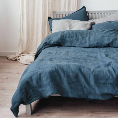 China Superior Home Textile Nondisposable Four Piece Bed Sheets ODM Blue Linen Bedding Sets French Linen for sale