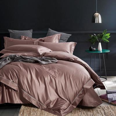 China Nondisposable bright solid color single comforter cover high quality and comfortable satin cotton bedding set 4 pieces for sale