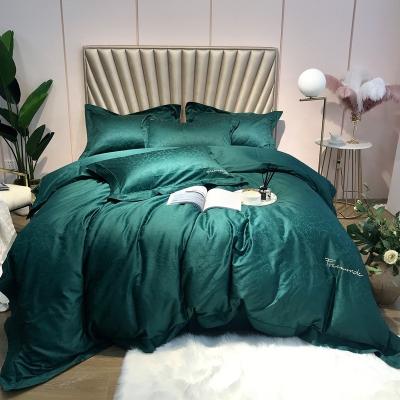 China Solid Color Home Textile Embroidery Cotton Bedding Sets Luxury Nondisposable 100% Duvet Cover And Comforter for sale