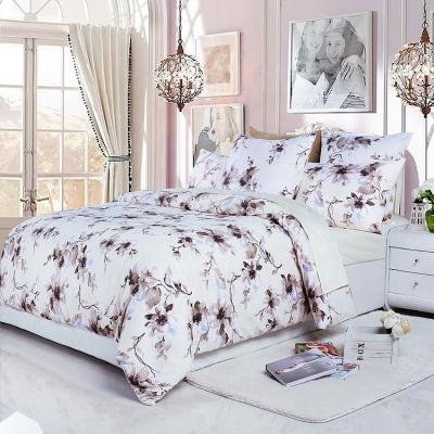 China Nondisposable White Duvet Cover Set Black 100% Cotton Sateen Flowers Print Sheet Bedding Set Luxury for sale