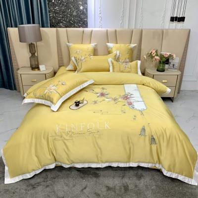 China Sustainable Excellent Quality Practical Hotel Same Style Washable Four-Piece Bedding Set 100% Silk Embroidery Fashion Style for sale