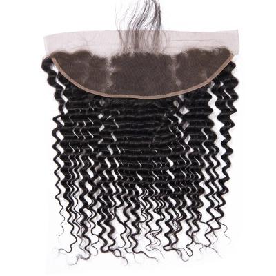 China Deep Wave 13*4 Lace Headband 150% Density Deep Free Unprocessed Virgin Hair With Baby Hair for sale