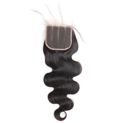 China Brazilian Virgin Hair Factory Direct Hair 4x4 Lace Closure Body Wave100% Closure Vendors 4*4 Lace Closure for sale