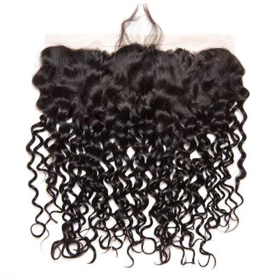 China Unprocessed 13*4 Water Wave Departure 150% Density Virgin Hair Water Wave Lace Headband Unprocessed With Baby Hair for sale