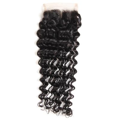 China Hot Selling Factory Direct Sellers 4*4 Hair Closure Lace Closure 100% Deep Wave Hair 4x4 Lace Headband for sale